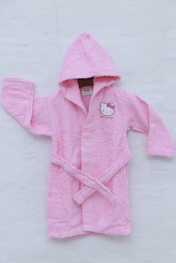 Kids’ Pink Hooded Terry Bathrobe