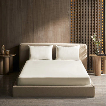 Fitted Bed Sheet – Single Bed – Free Pillow – BEIGE