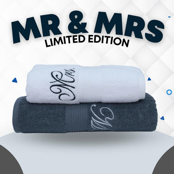 Mr & Mrs Embroidered Edition | 100% Cotton | Pack of 2