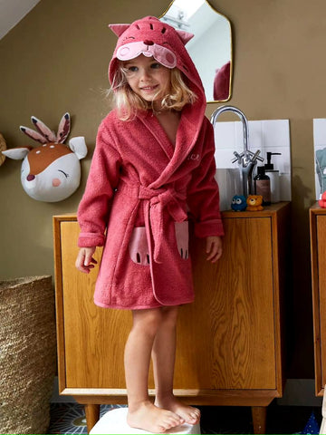 Kids’ Grape Pink Hooded Terry Bathrobe