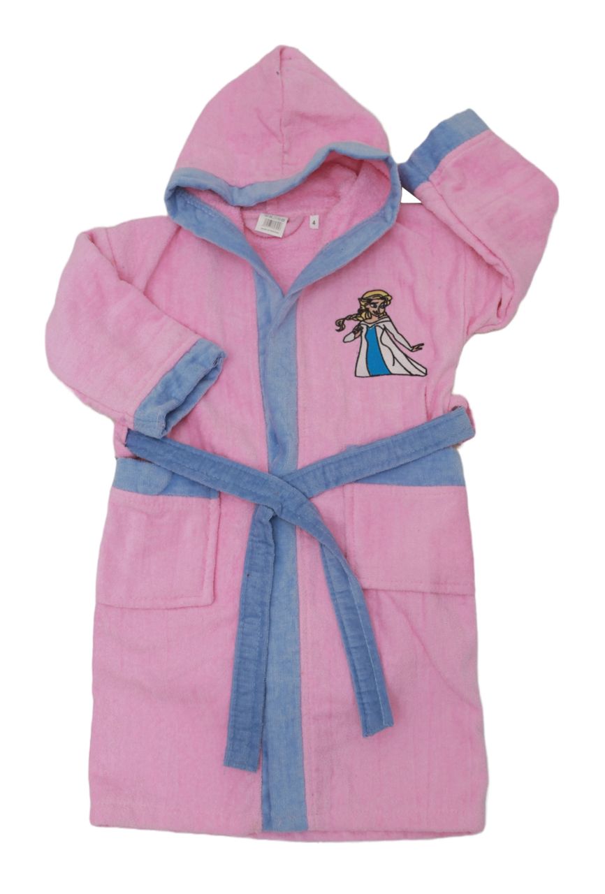 Kids’ Pink Hooded Terry Bathrobe