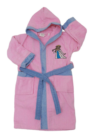 Kids’ Pink Hooded Terry Bathrobe