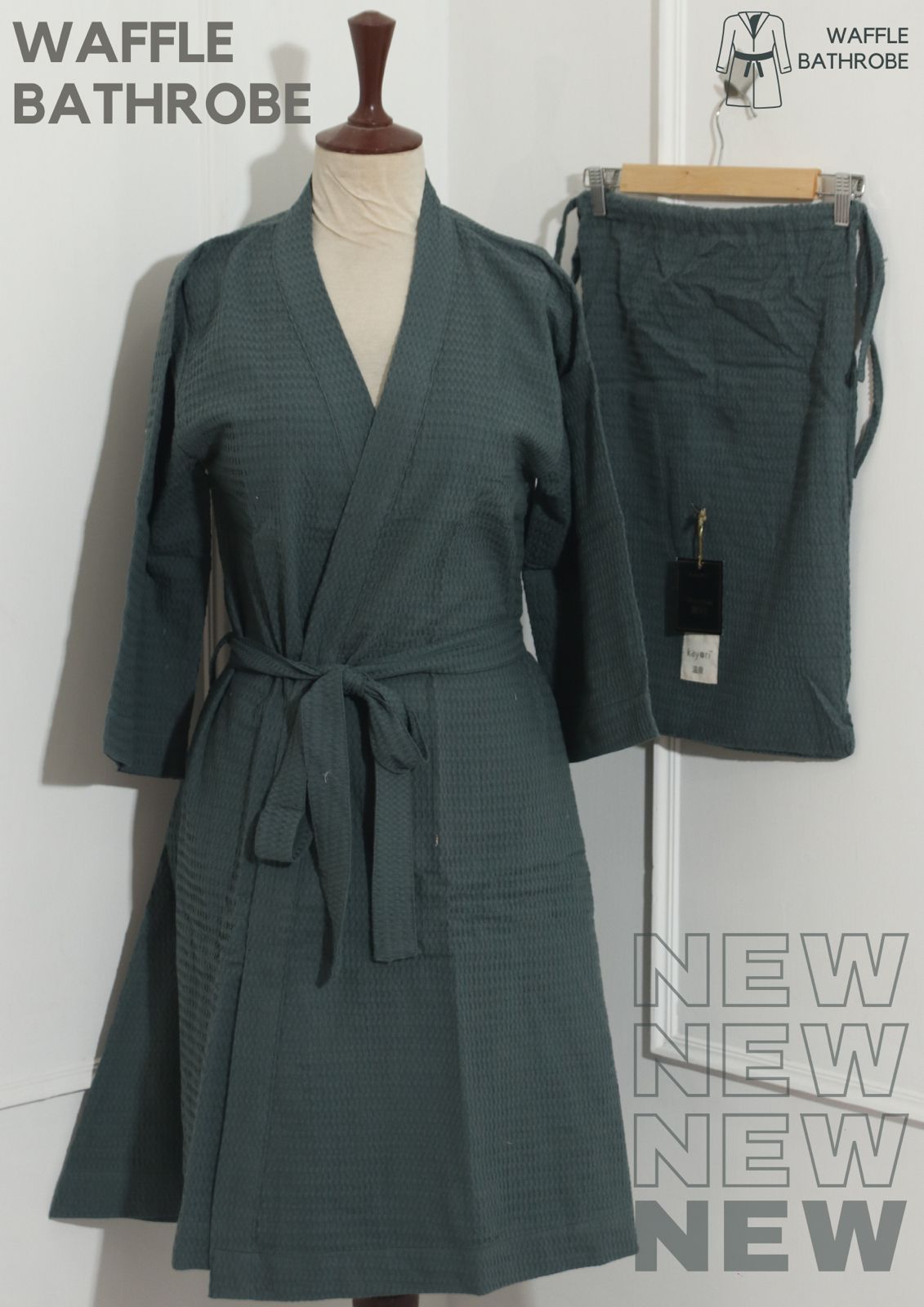 Luxury Waffle Bathrobe (Grey)