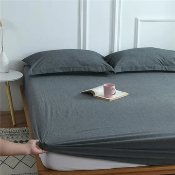 Fitted Bed Sheet – Single Bed – Free Pillow – CHARCOAL