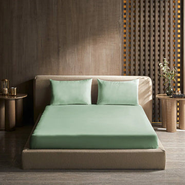 Fitted Bed Sheet – Single Bed – Free Pillow – SEA GREEN