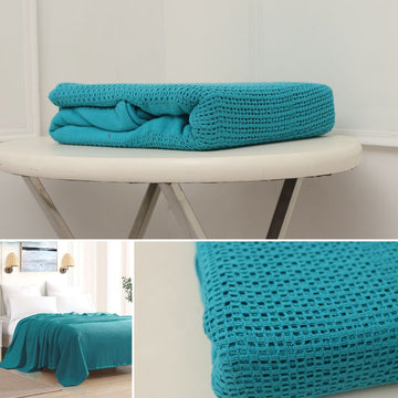 Cotton Woven Throw Blanket (Sky Blue)