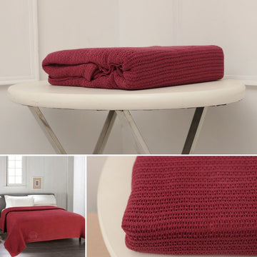 Cotton Woven Throw Blanket (Red)