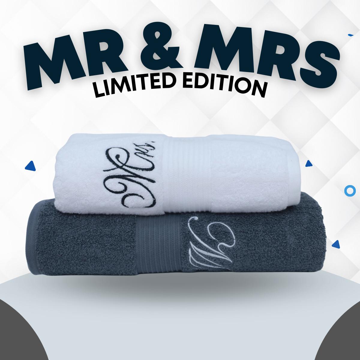 Mr & Mrs Embroidered Edition | 100% Cotton | Pack of 2