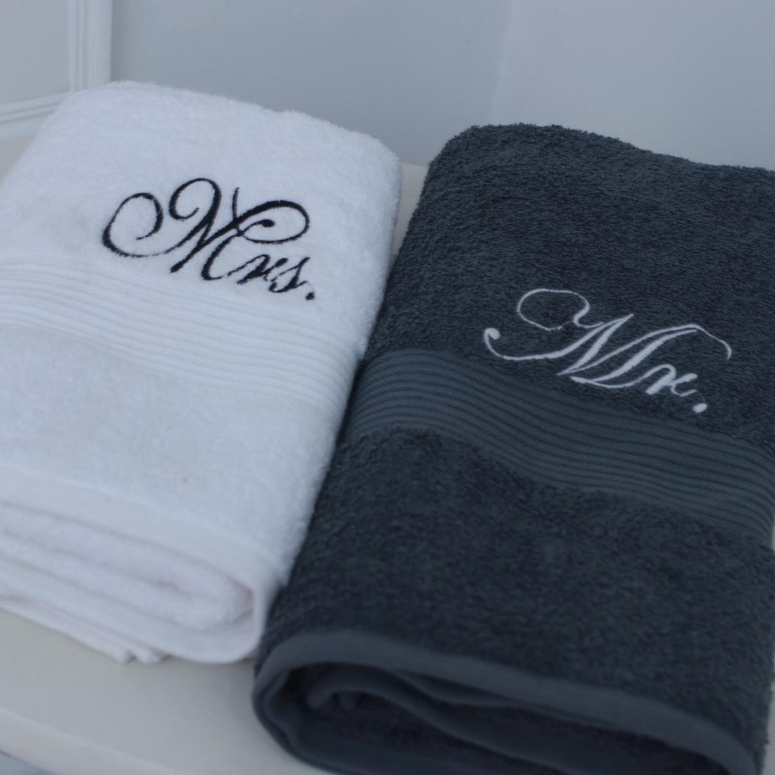 Mr & Mrs Embroidered Edition | 100% Cotton | Pack of 2