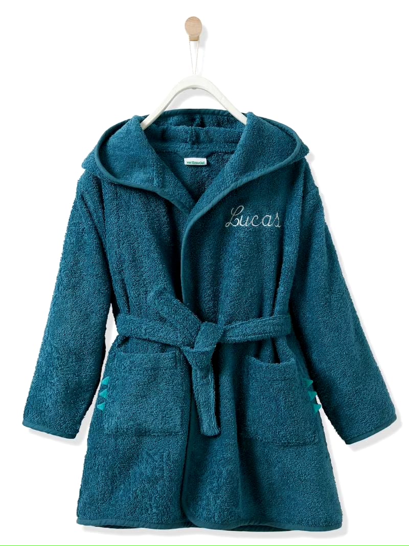 Kids’ Navy Blue Hooded Terry Bathrobe
