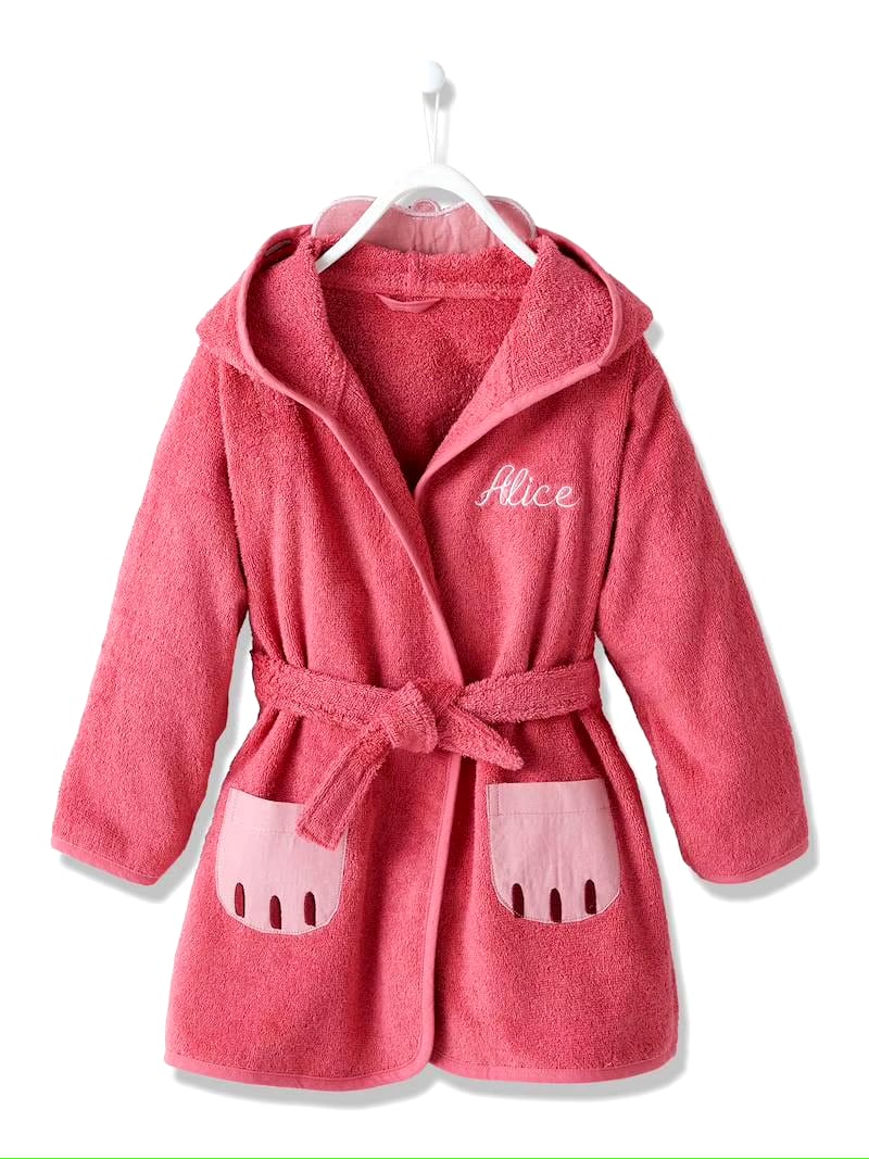 Kids’ Grape Pink Hooded Terry Bathrobe