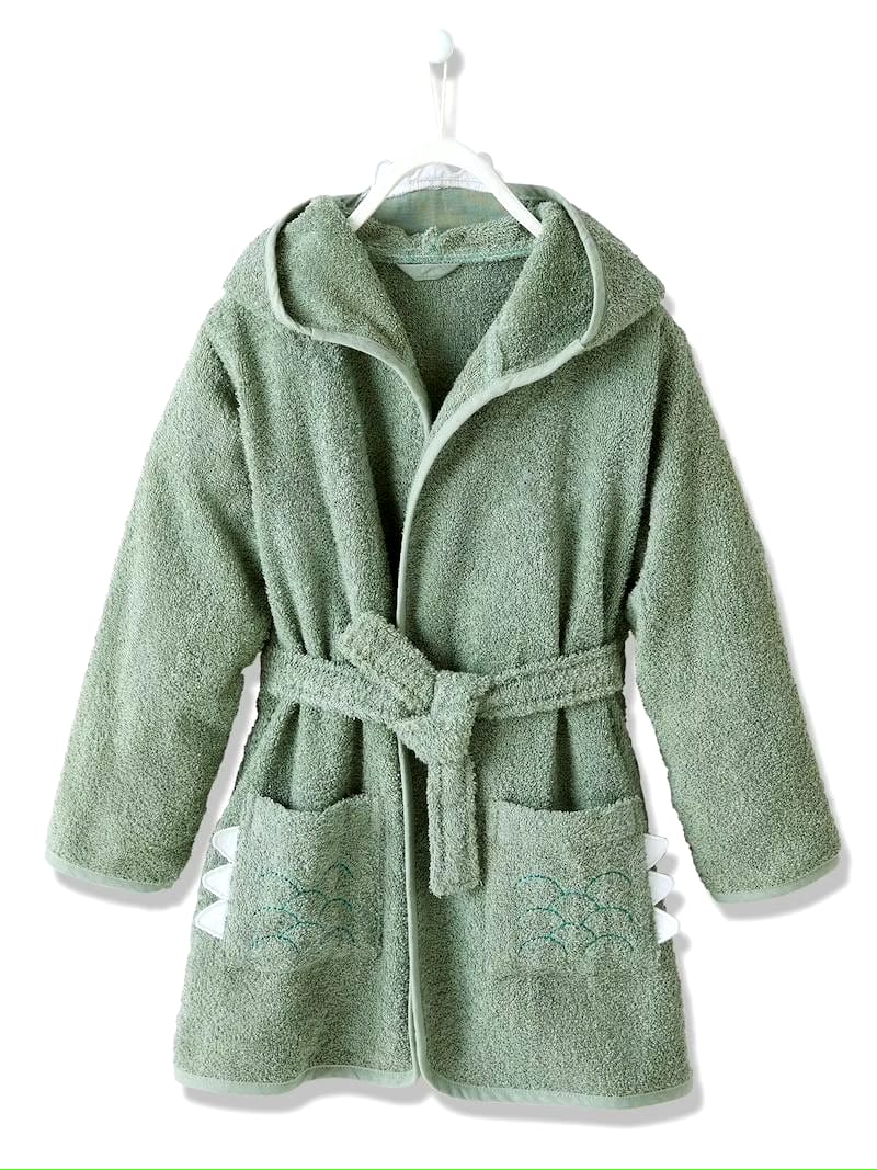 Kid’s Sea Green Hooded Terry Bathrobe