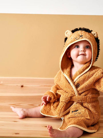 Kids’ Brown Hooded Terry Bathrobe