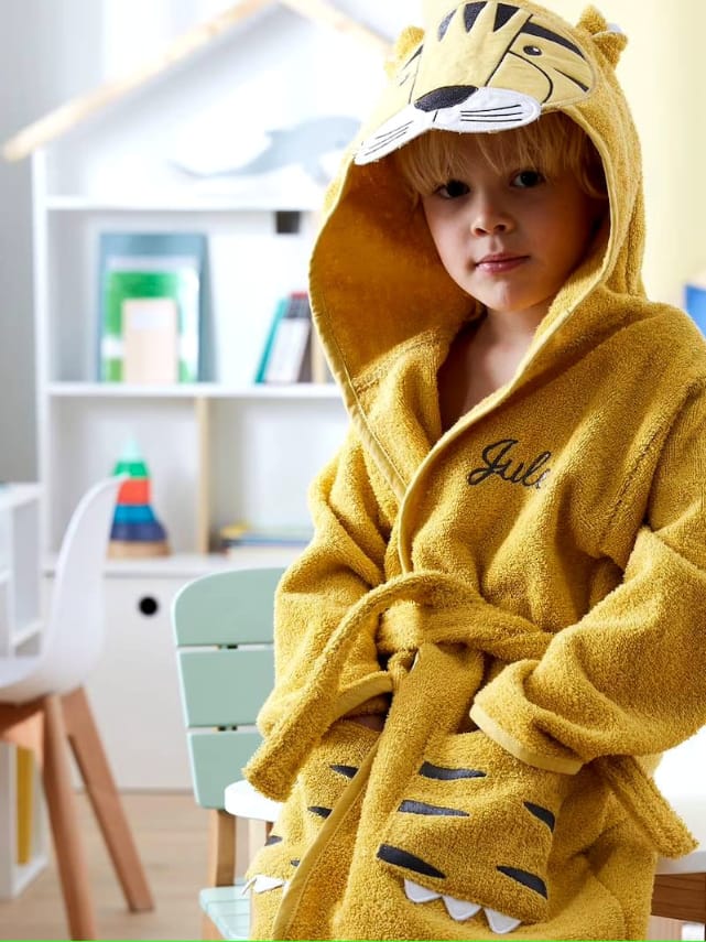 Kid’s Tiger Hooded Terry Bathrobe