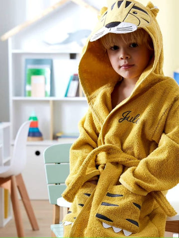 Kid’s Tiger Hooded Terry Bathrobe
