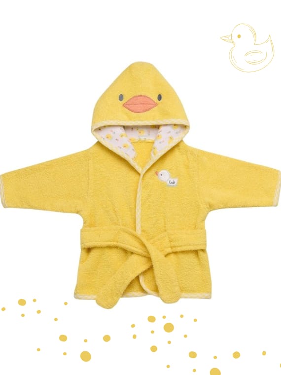 Kids Yellow Hooded Terry Bathrobe