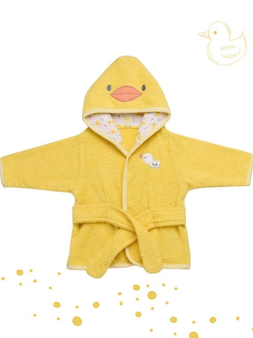 Kids Yellow Hooded Terry Bathrobe