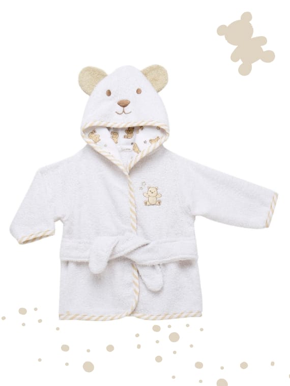Kids White Hooded Terry Bathrobe