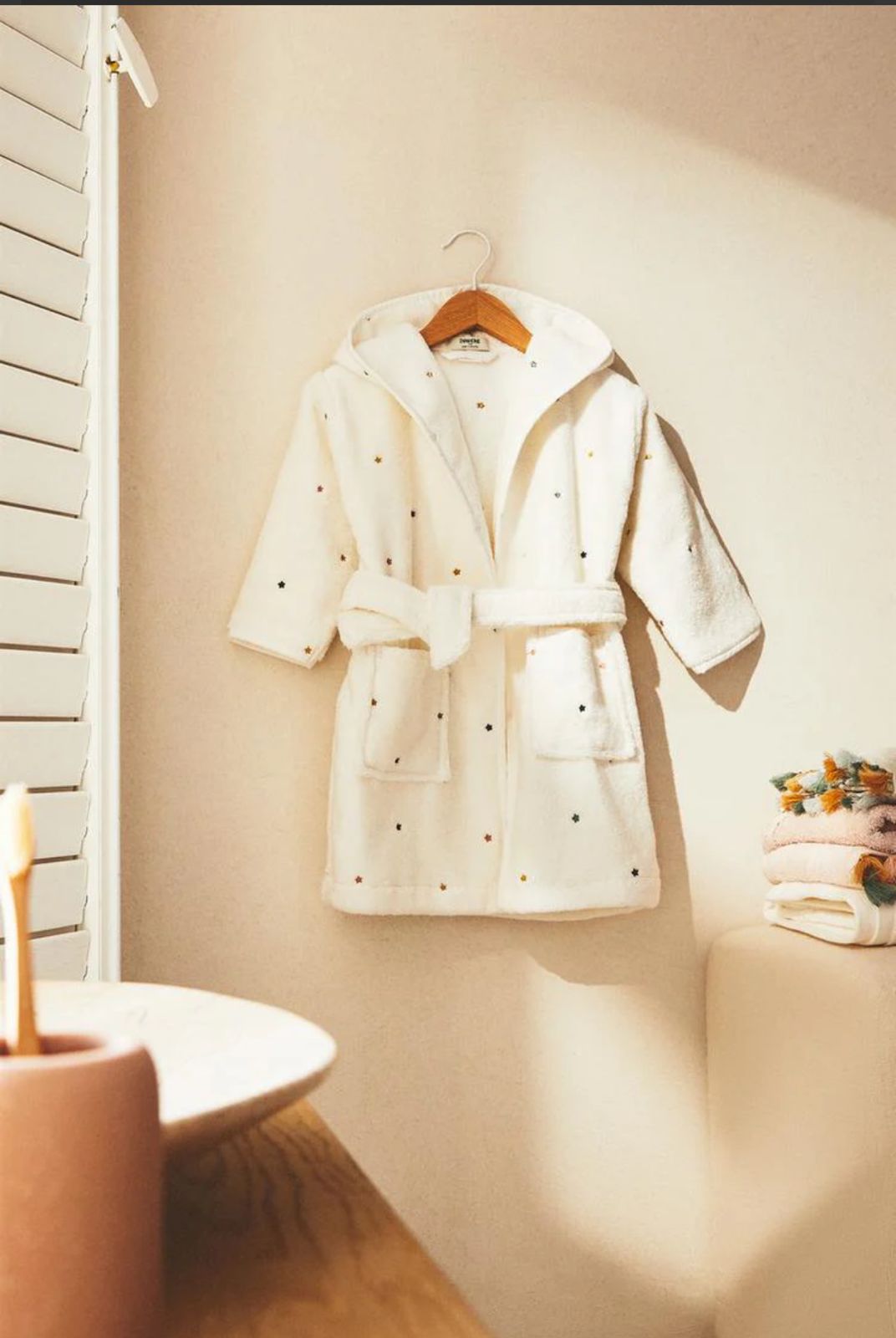 Kid’s Hooded Terry Cream Bathrobe