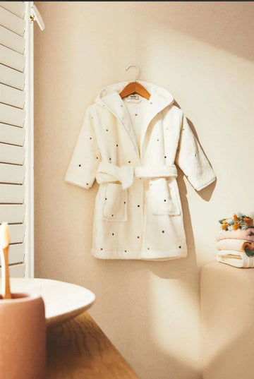 Kid’s Hooded Terry Cream Bathrobe