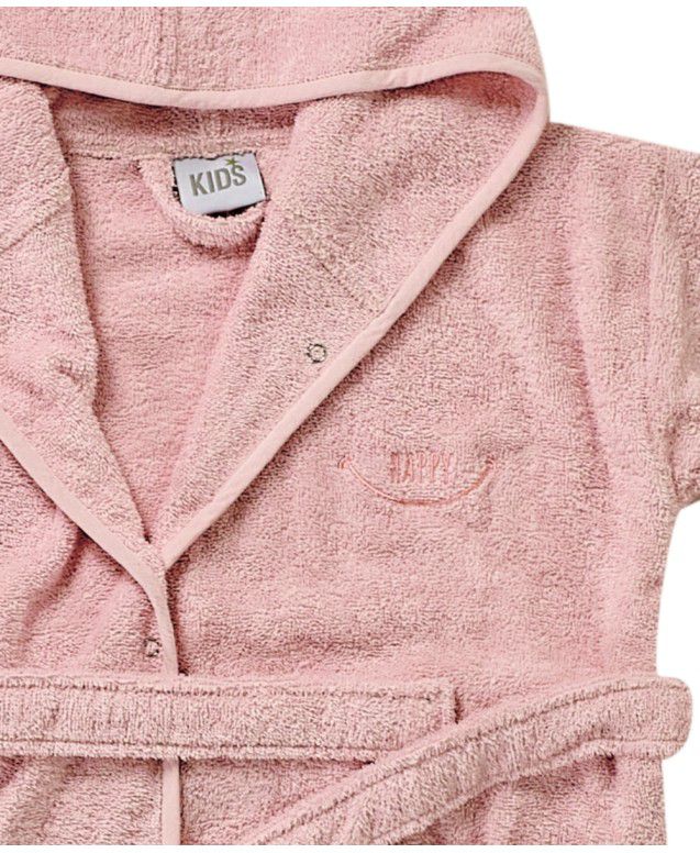 Kids’  Pink Hooded Terry Bathrobe