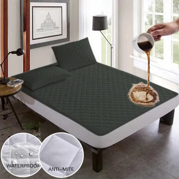 Soft Cotton Quilted 100% Waterproof Fitted Mattress Protector (Grey)